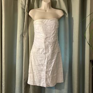 J. Crew Size 4 White Strapless Ruffle Dress with Back Zipper
